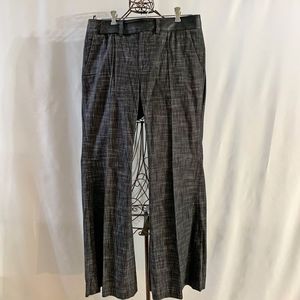 Black/Cream Fleck Wide Leg Pant w "Leather" Trim